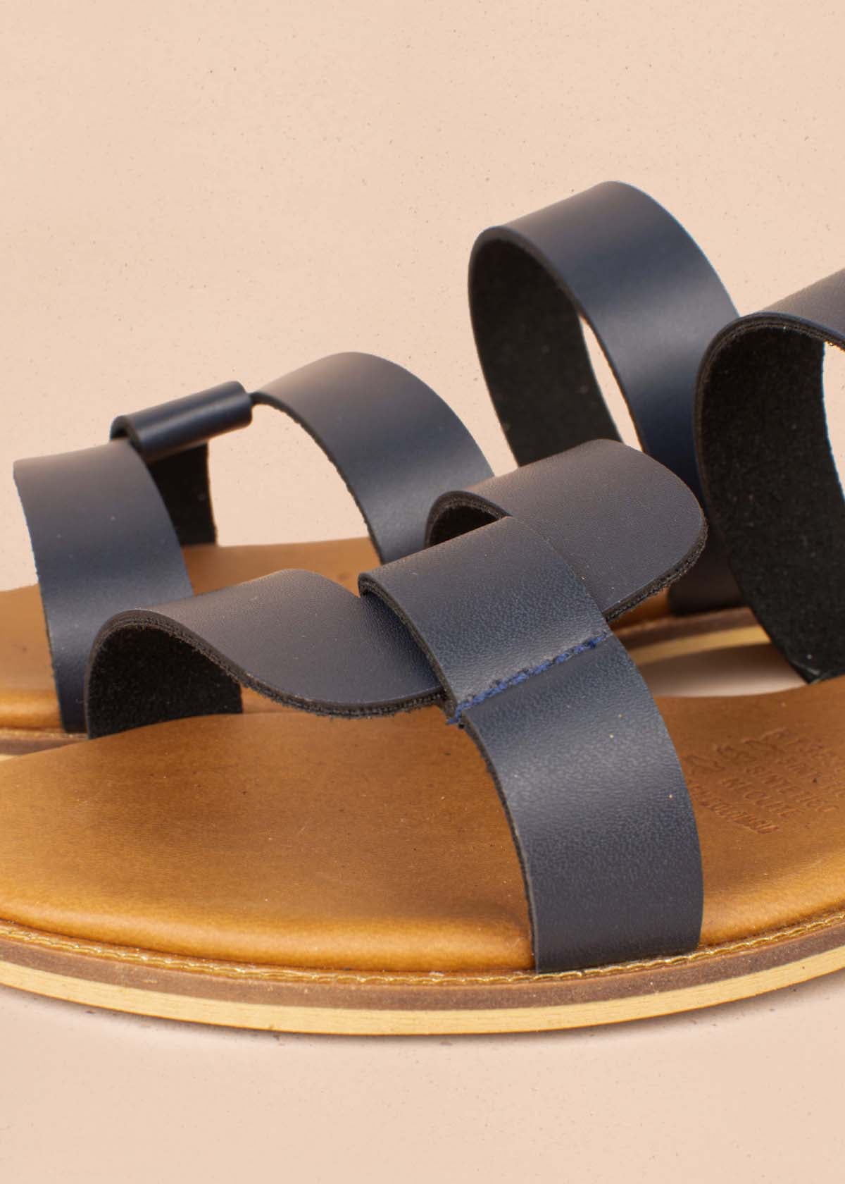 Sandalias planas color azul 104118