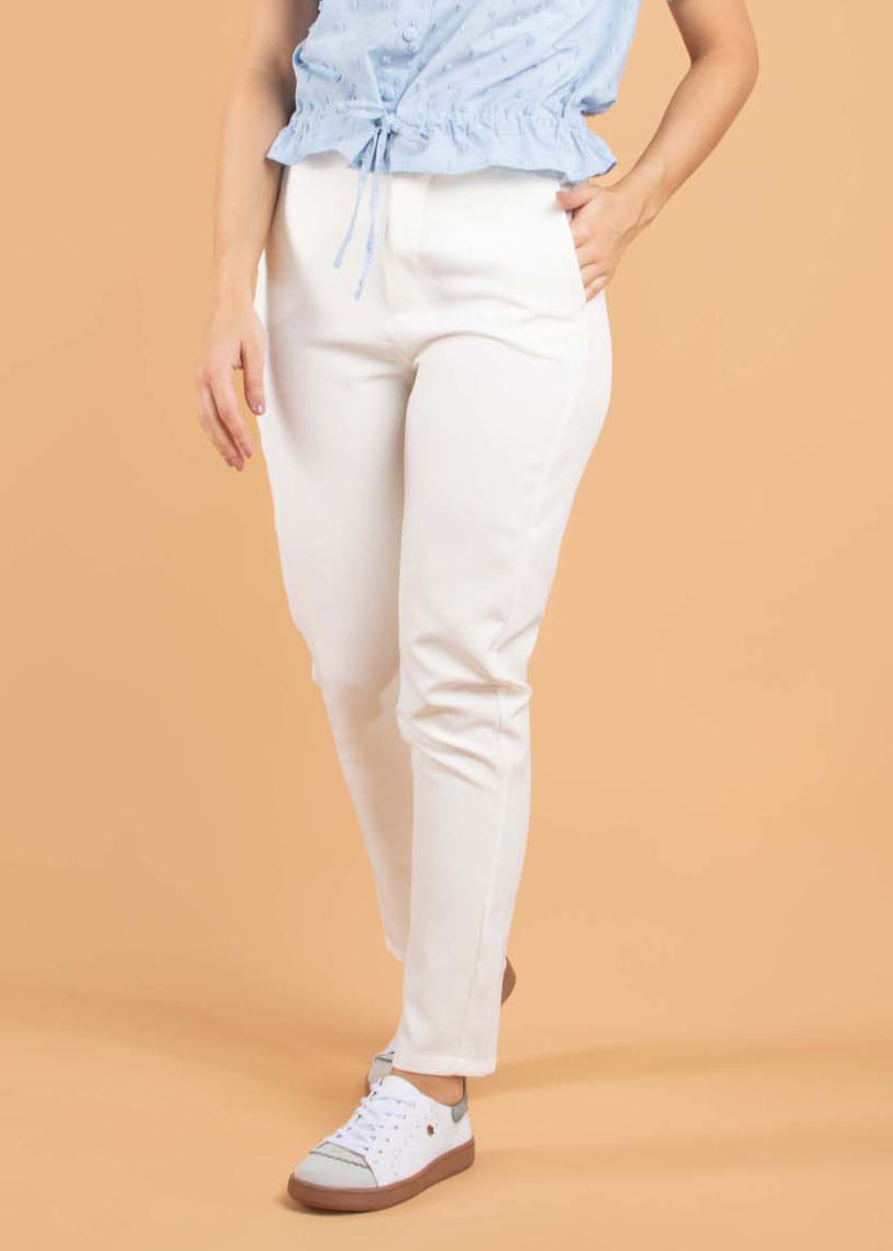 Pantalón clásico color blanco 104434