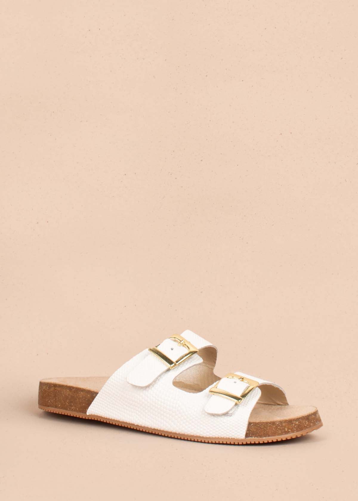 Sandalias en cuero color blanco con correas ajustables 104442