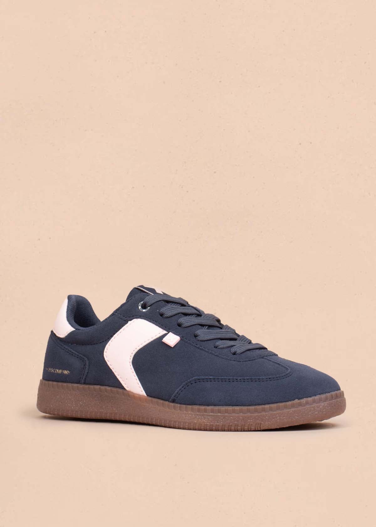 Tenis casuales en cuero color azul 105028