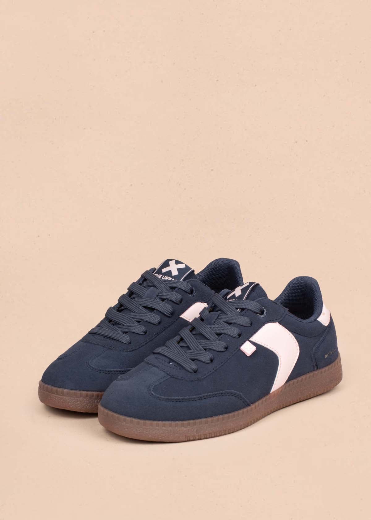 Tenis casuales en cuero color azul 105028