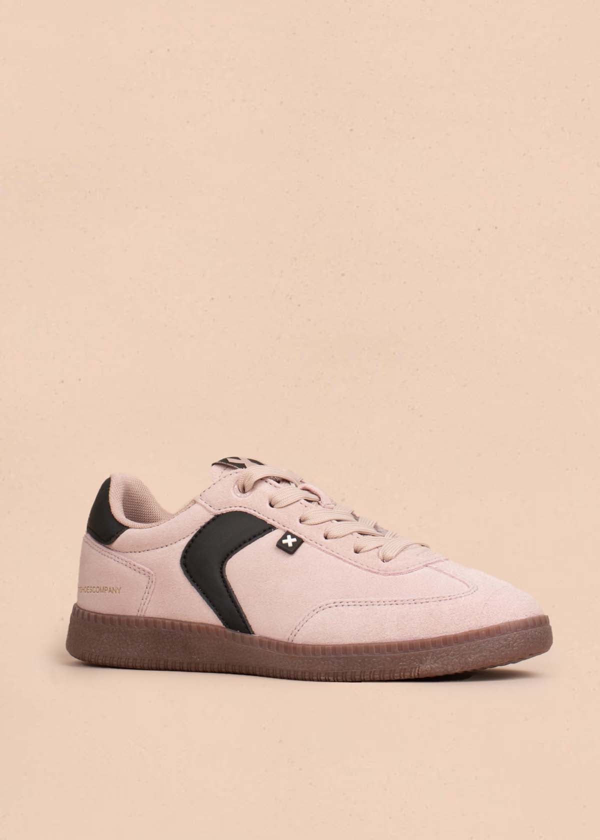 Tenis casuales en cuero color nude 105028