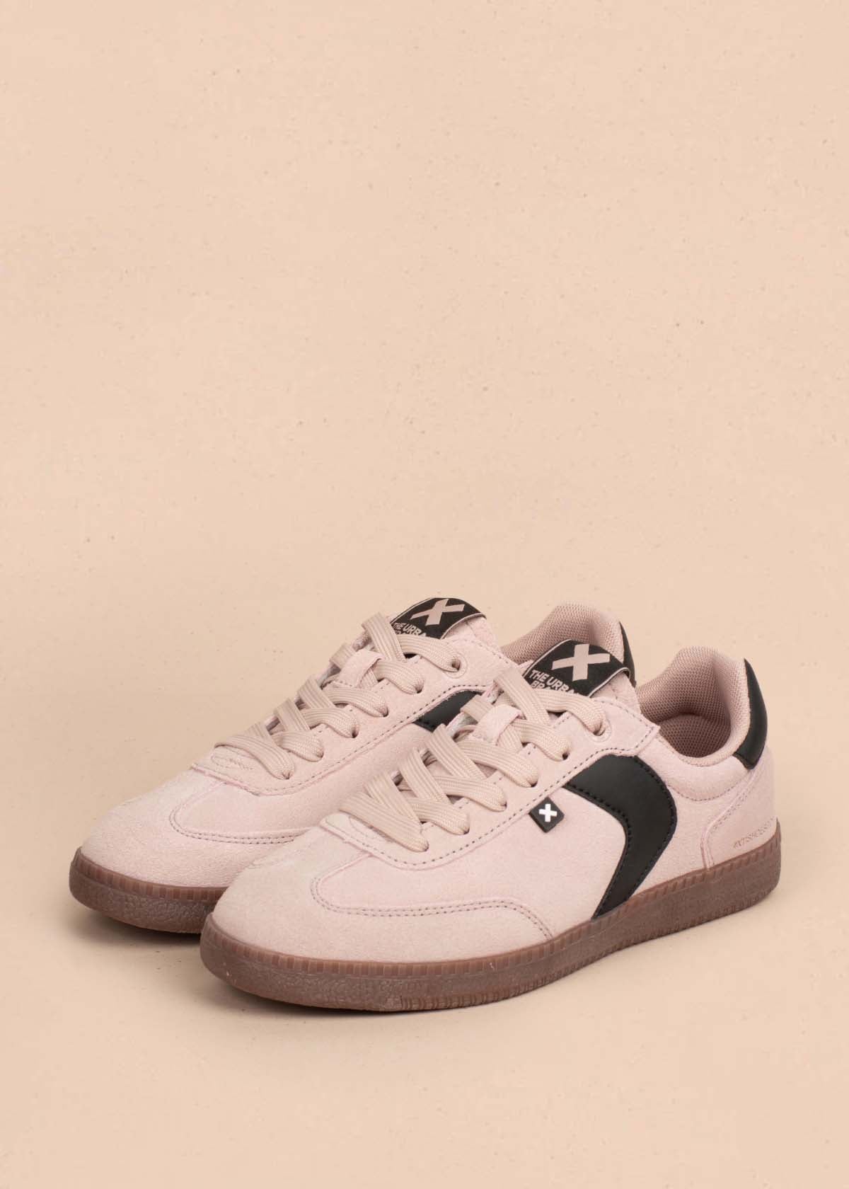 Tenis casuales en cuero color nude 105028