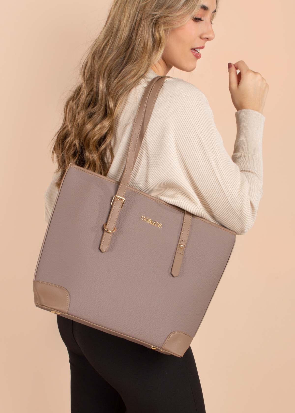 Bolso tipo shopping color taupe 105256