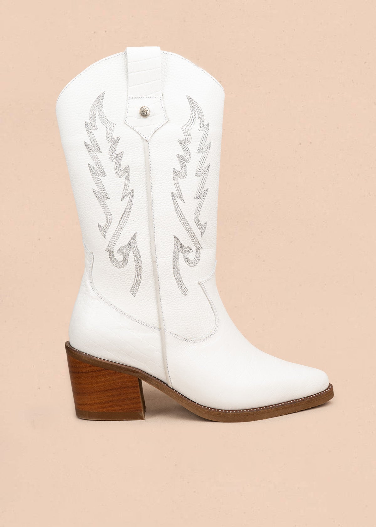 Botas en cuero color blanco con bordado 105275