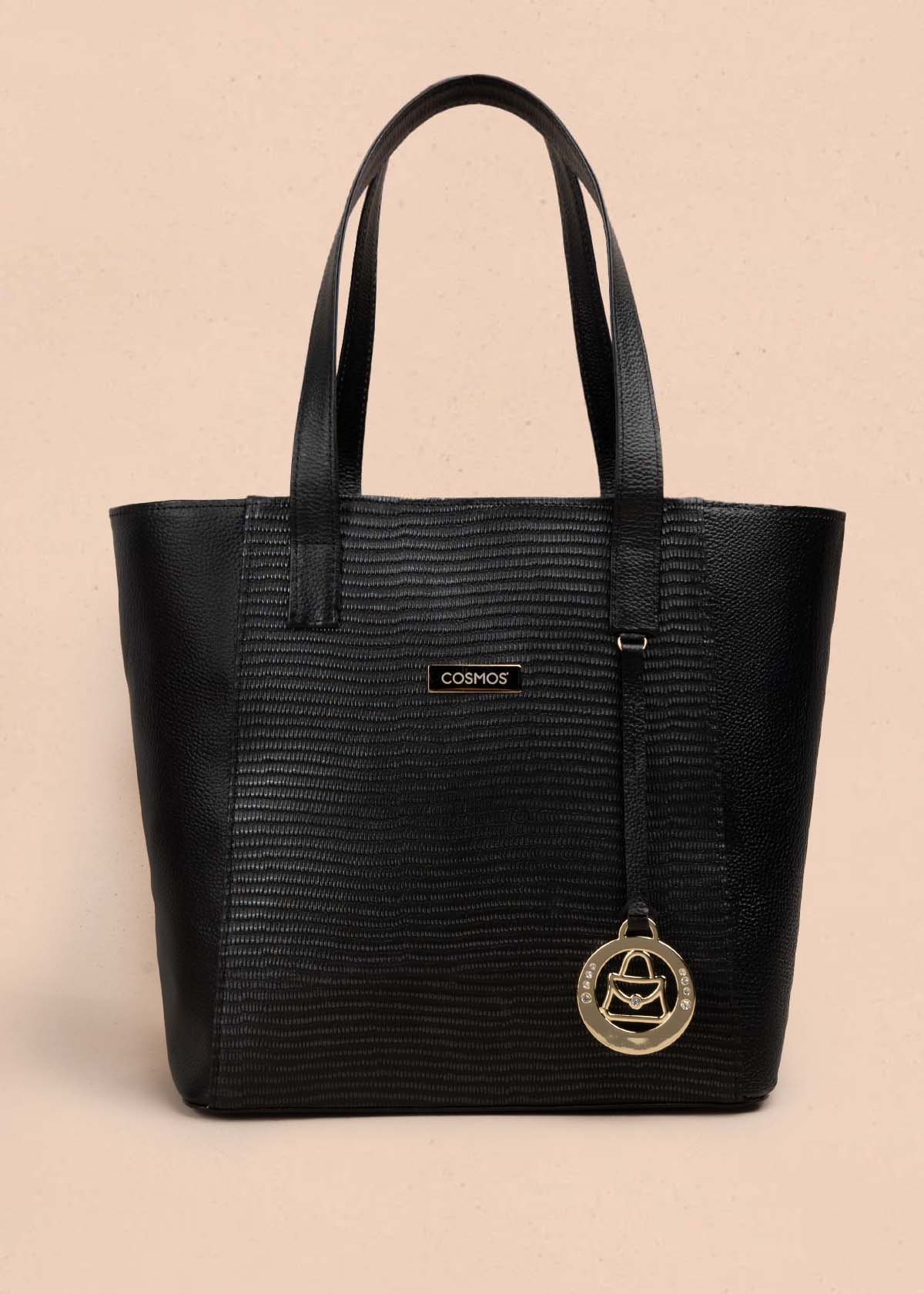 BOLSO SHOPPING EN CUERO NEGRO 105309