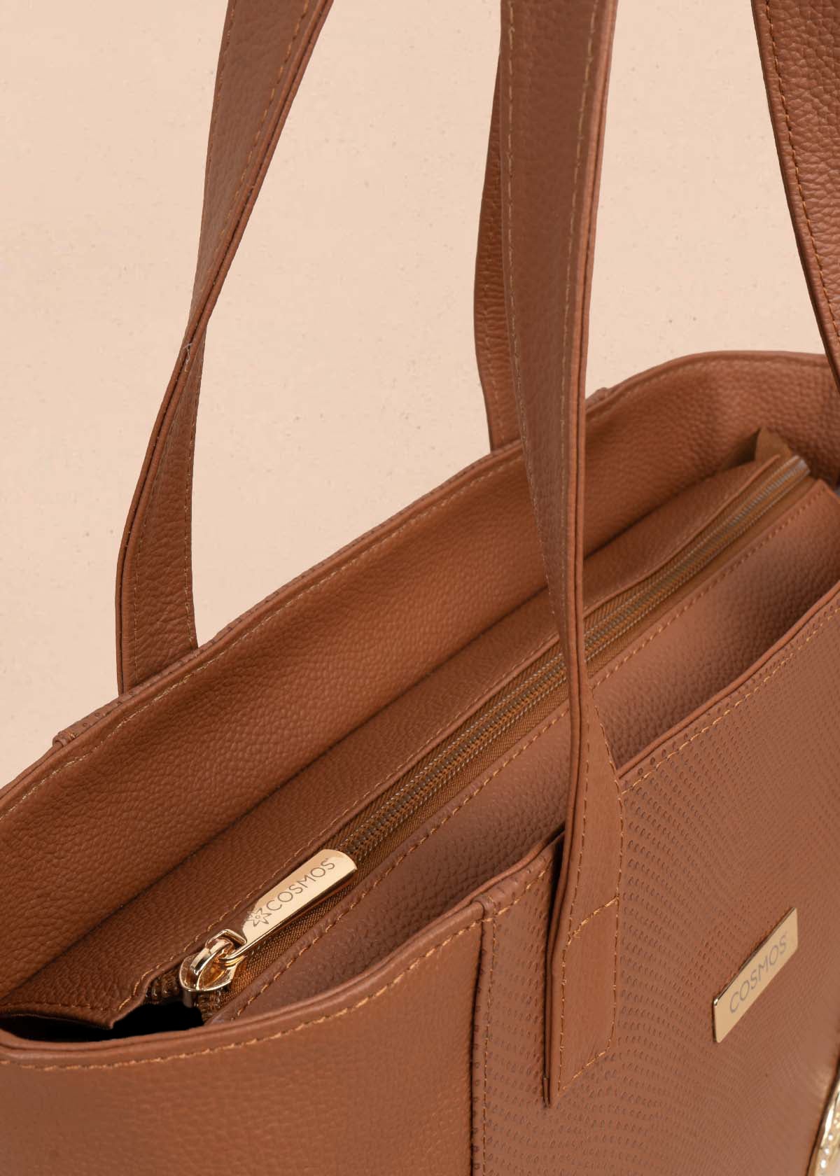 BOLSO SHOPPING EN CUERO TABACO 105309