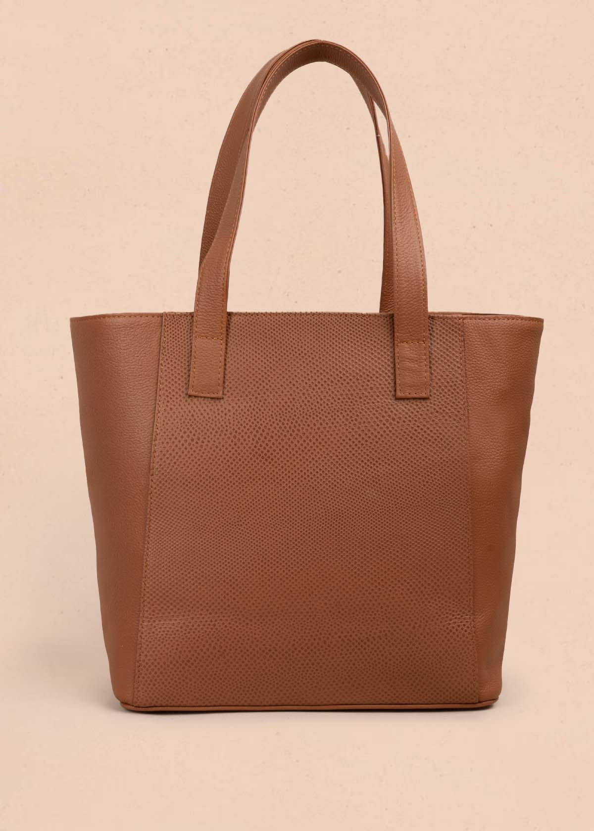 BOLSO SHOPPING EN CUERO TABACO 105309