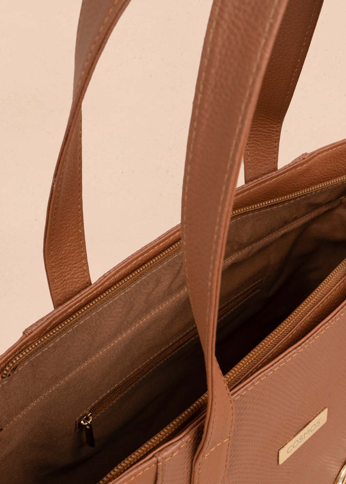 BOLSO SHOPPING EN CUERO TABACO 105309