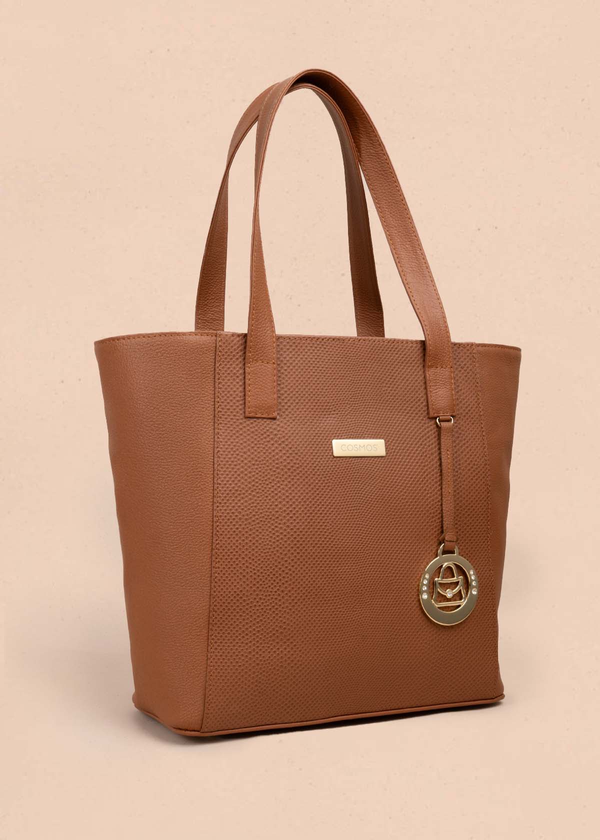 BOLSO SHOPPING EN CUERO TABACO 105309