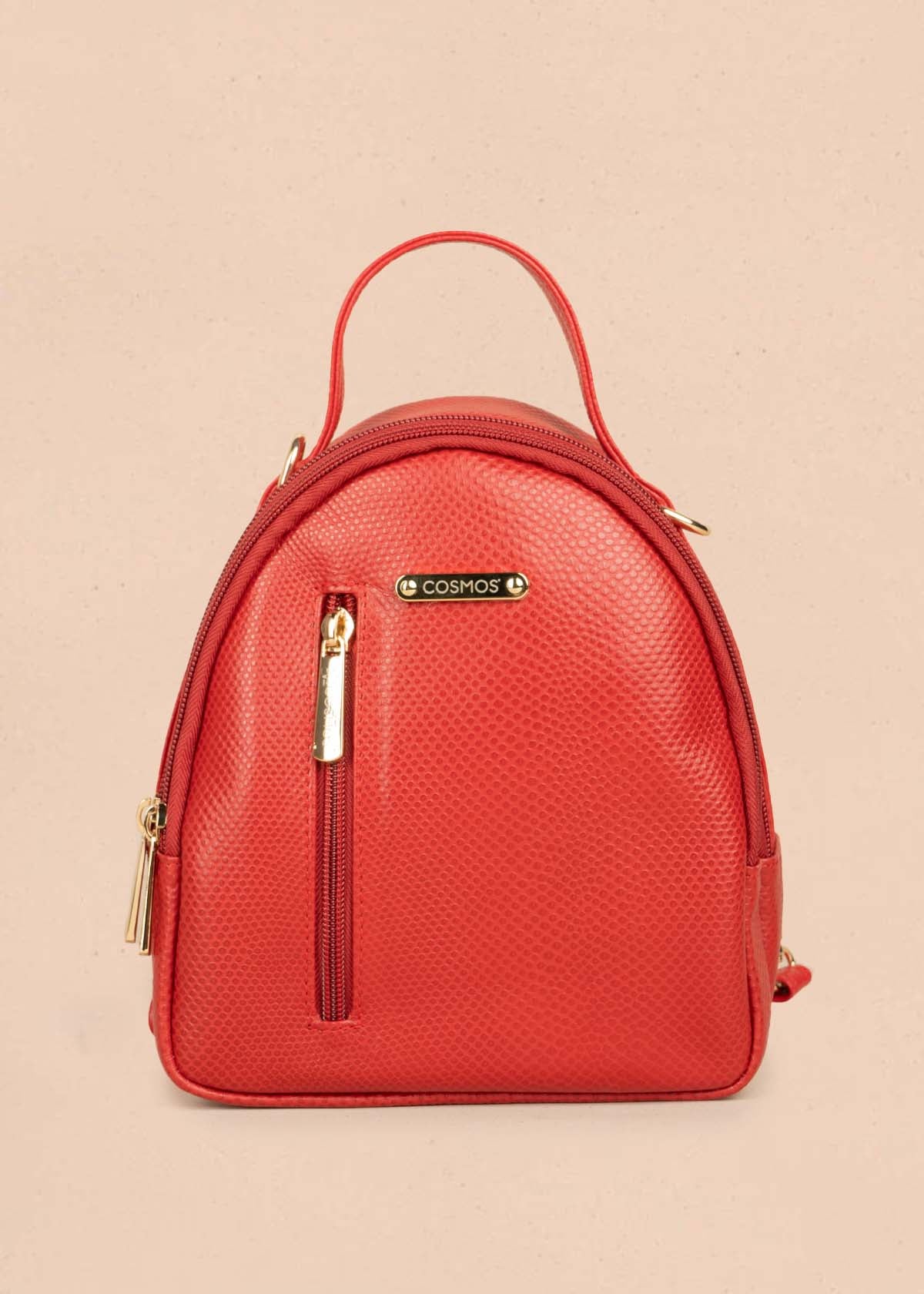 Morral en cuero color rojo con cierre frontal 105310