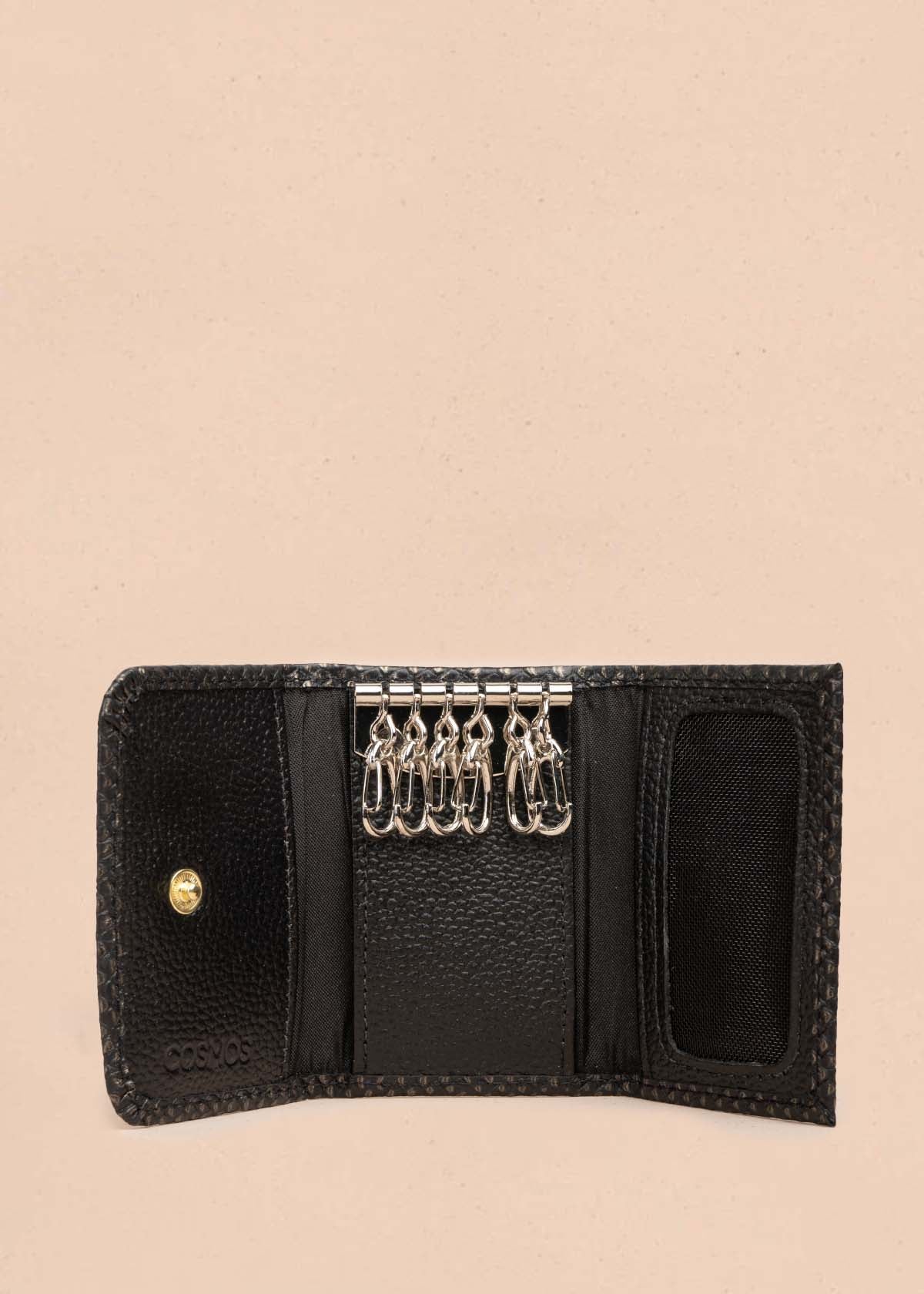 Porta llaves en cuero color negro 105324