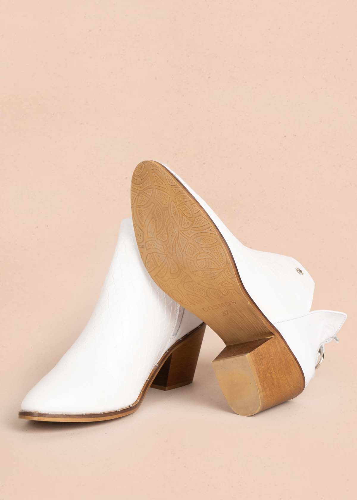 Botines en cuero color blanco 105413