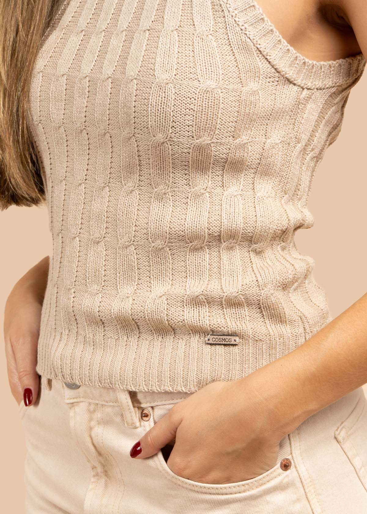 Blusa tejida color champaña 105456