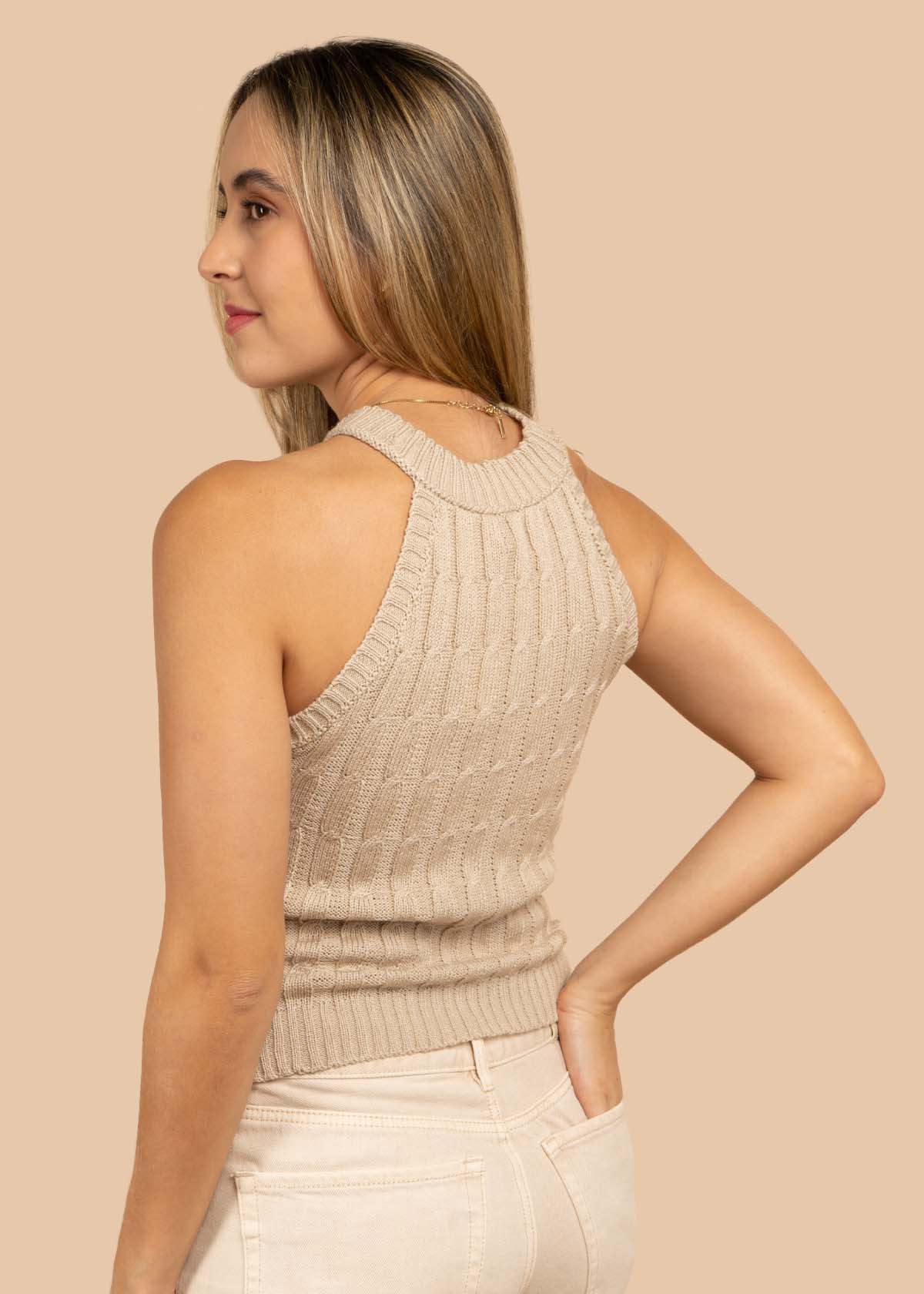 Blusa tejida color champaña 105456