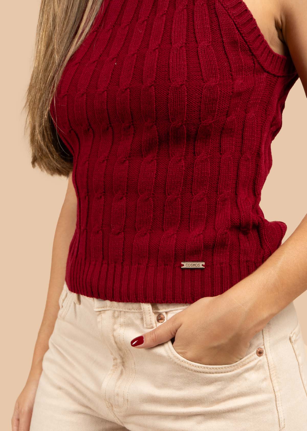 Blusa tejida color vinotinto 105456