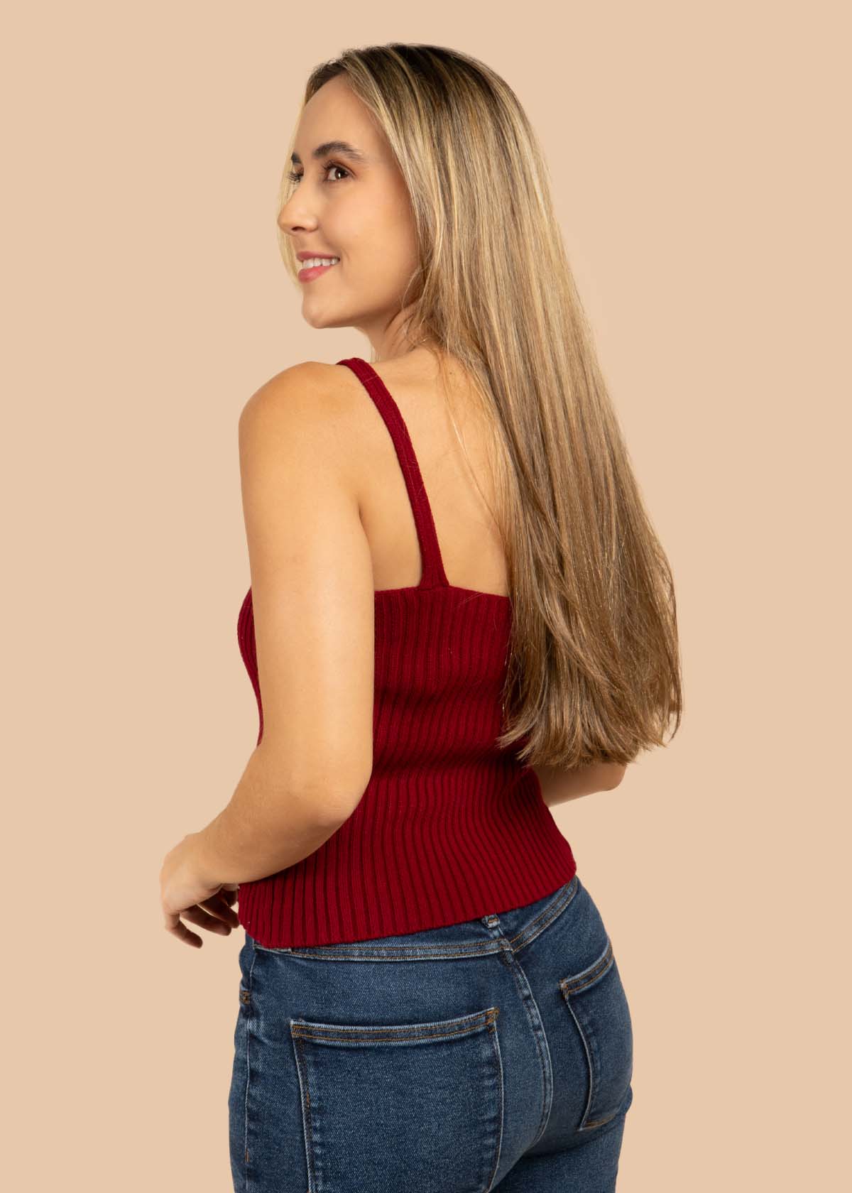 Blusa tejida manga sisa color vinotinto 105458