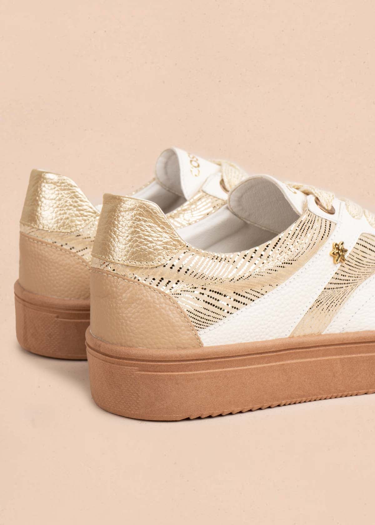 TENIS CASUALES EN CUERO COLOR BLANCO 105488