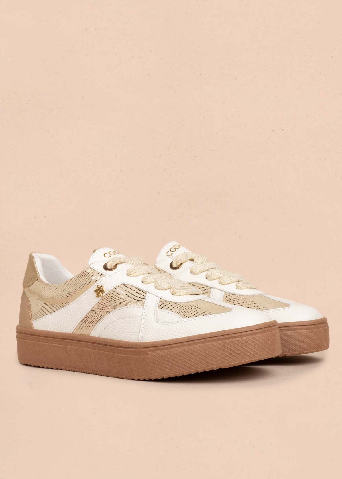 TENIS CASUALES EN CUERO COLOR BLANCO 105488