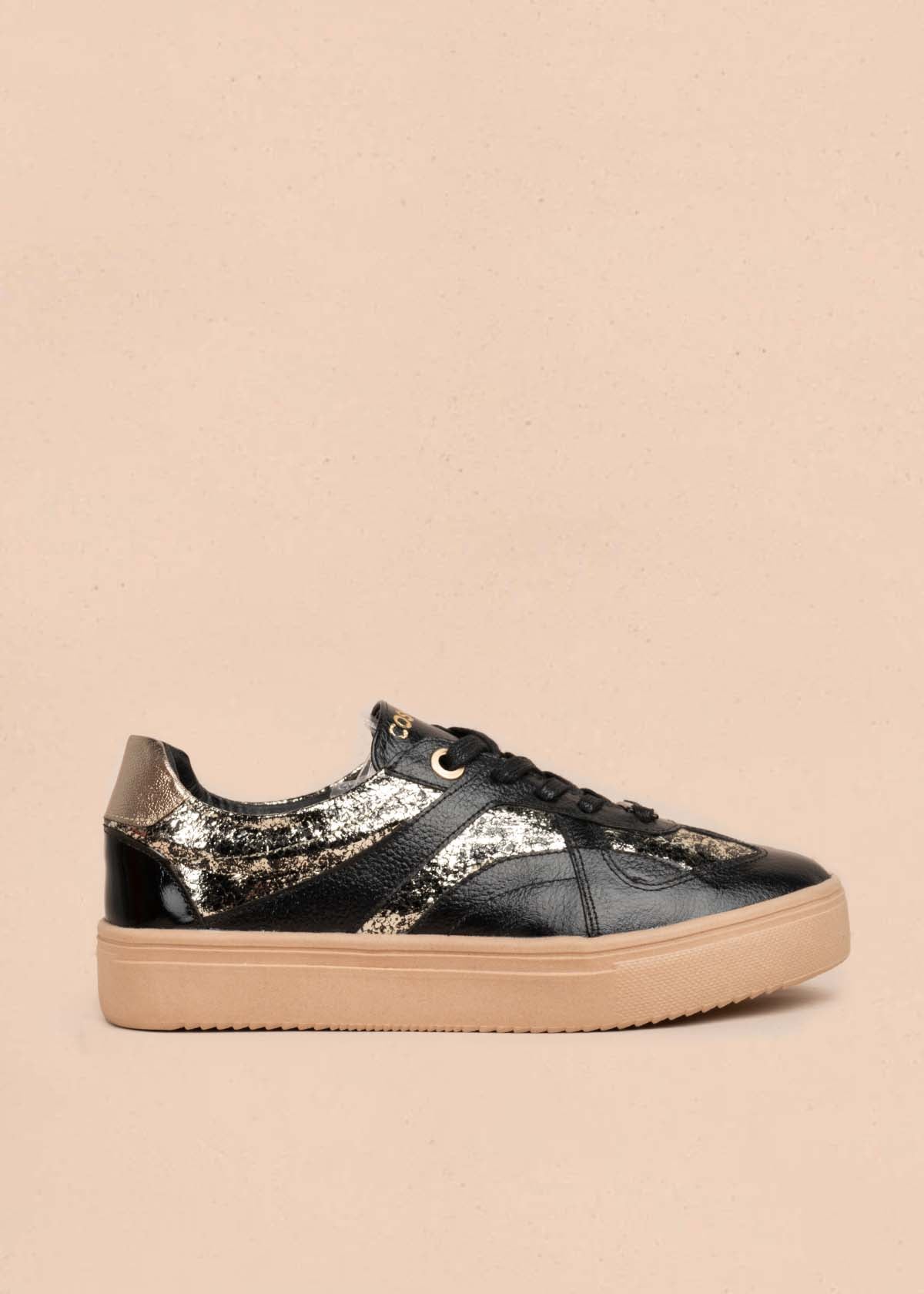 TENIS CASUALES EN CUERO COLOR NEGRO 105488