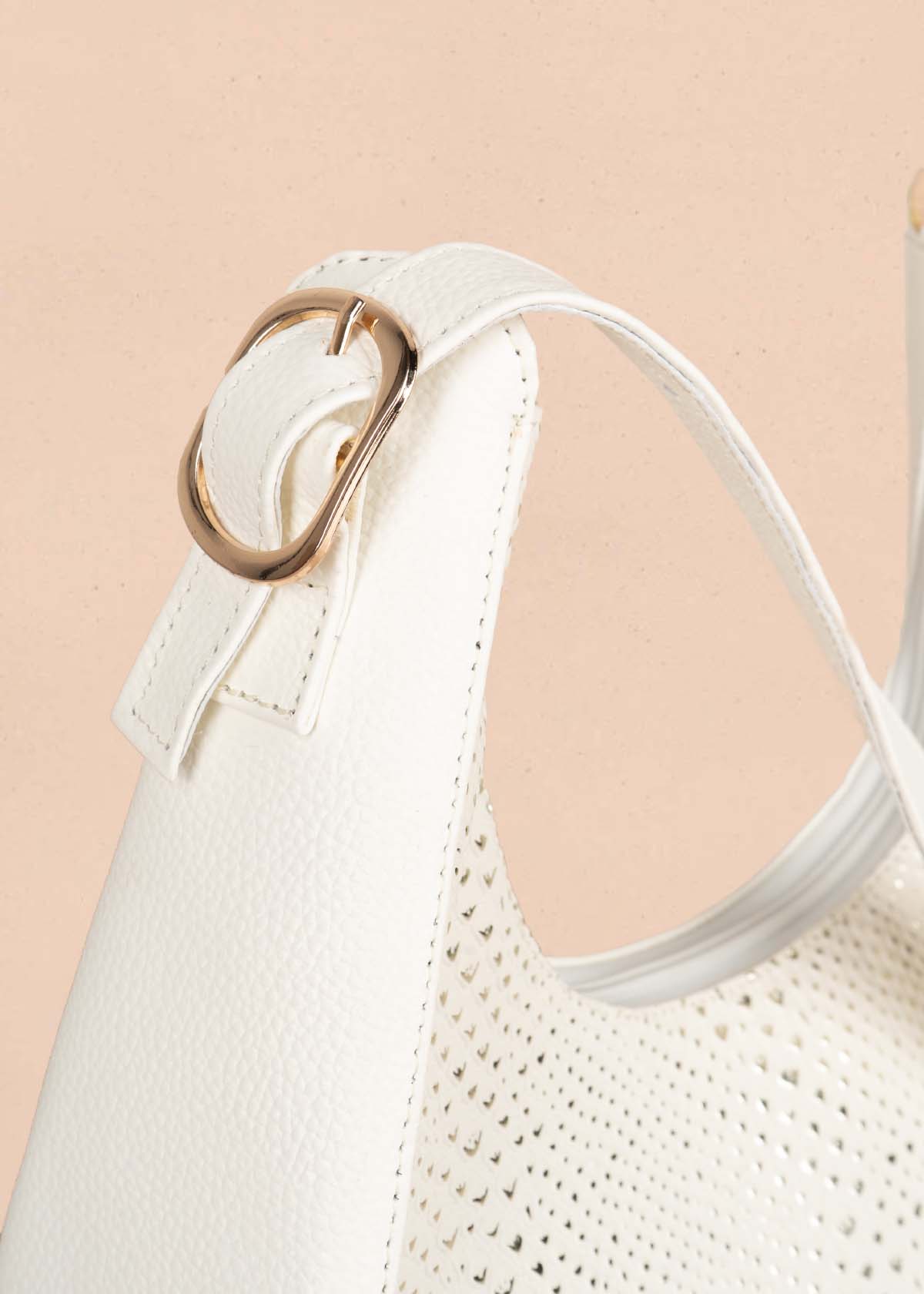 Bolso shopping en cuero color beige con folia 105571