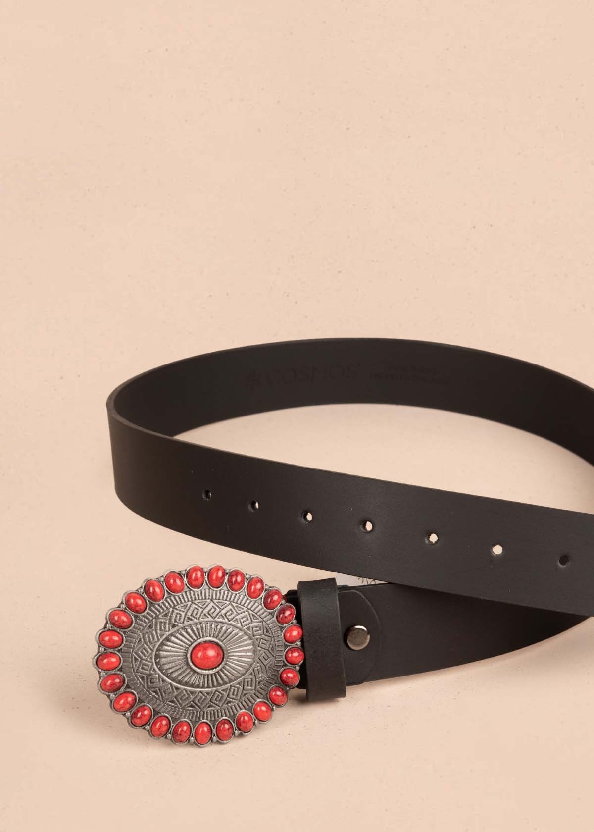 Cinturón en cuero color negro con hebilla texana 105633