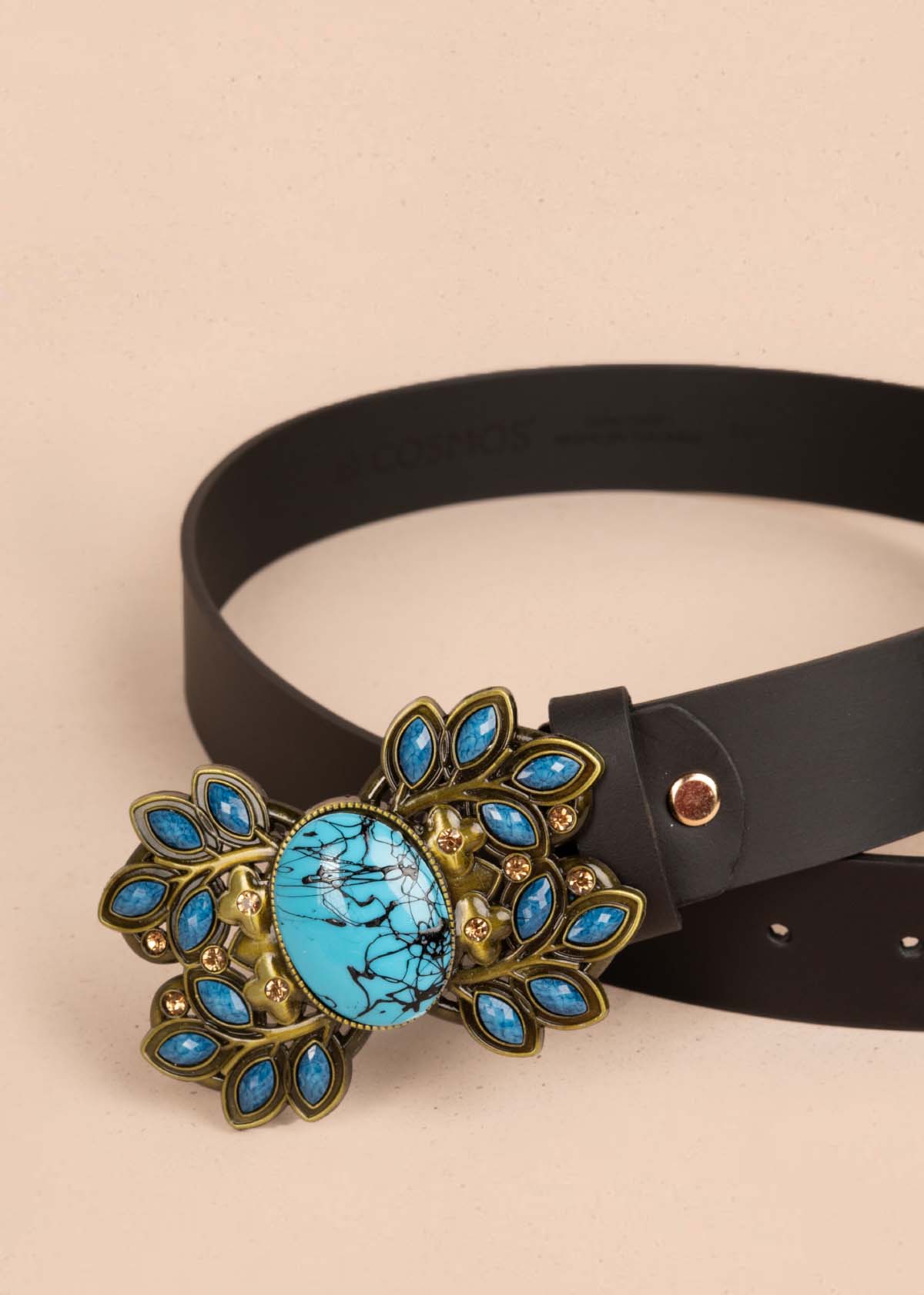 Cinturón en cuero color negro con hebilla texana 105634