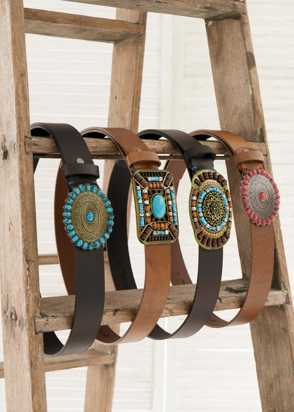 Cinturón en cuero color miel con hebilla texana 105635