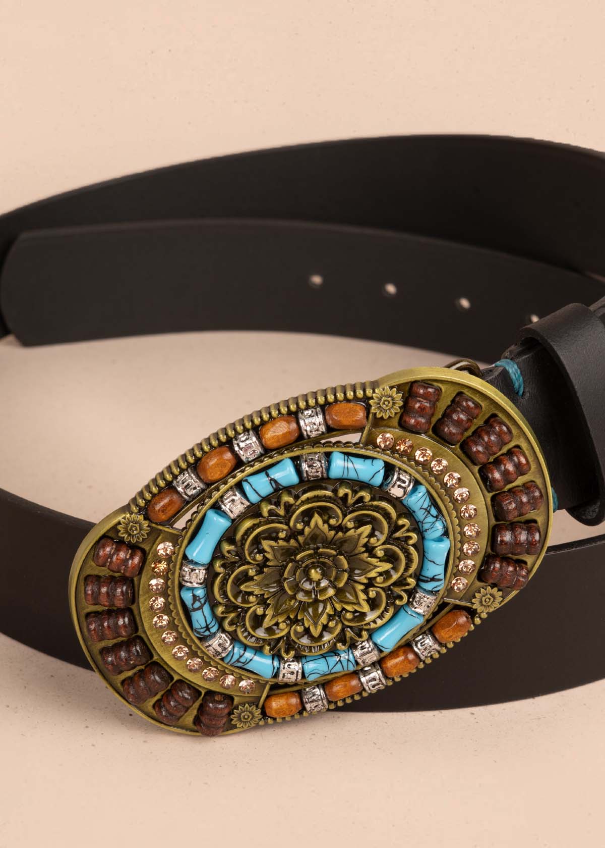 Cinturón en cuero color negro con hebilla texana 105636