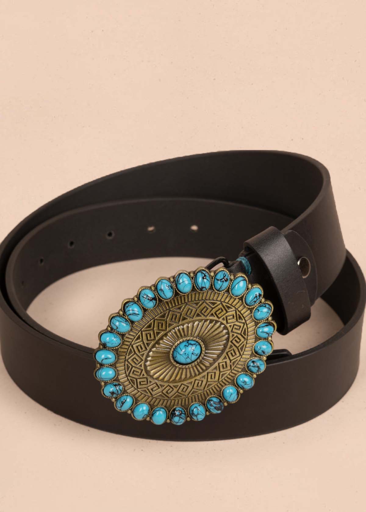 Cinturón en cuero color negro con hebilla texana 105638