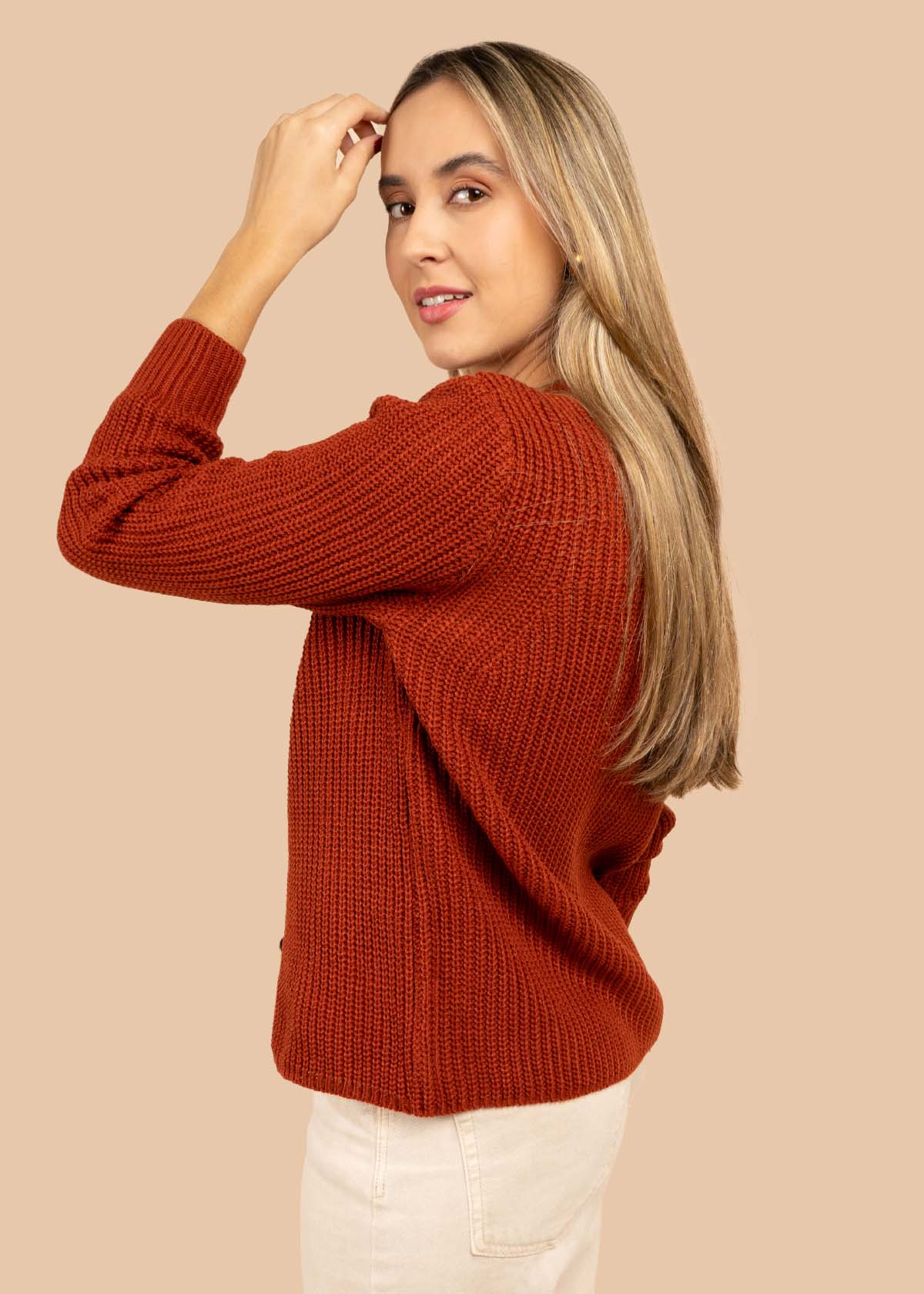 Saco tejido color terracota 105721