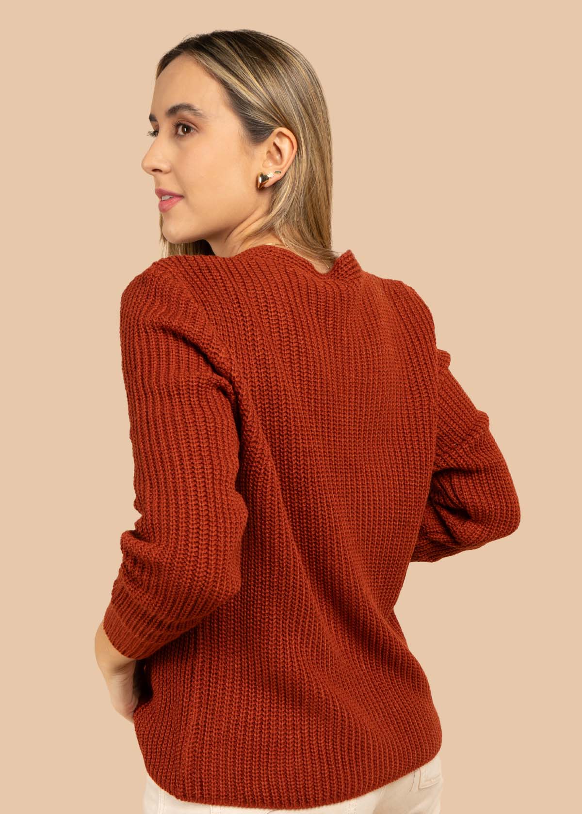 Saco tejido color terracota 105721