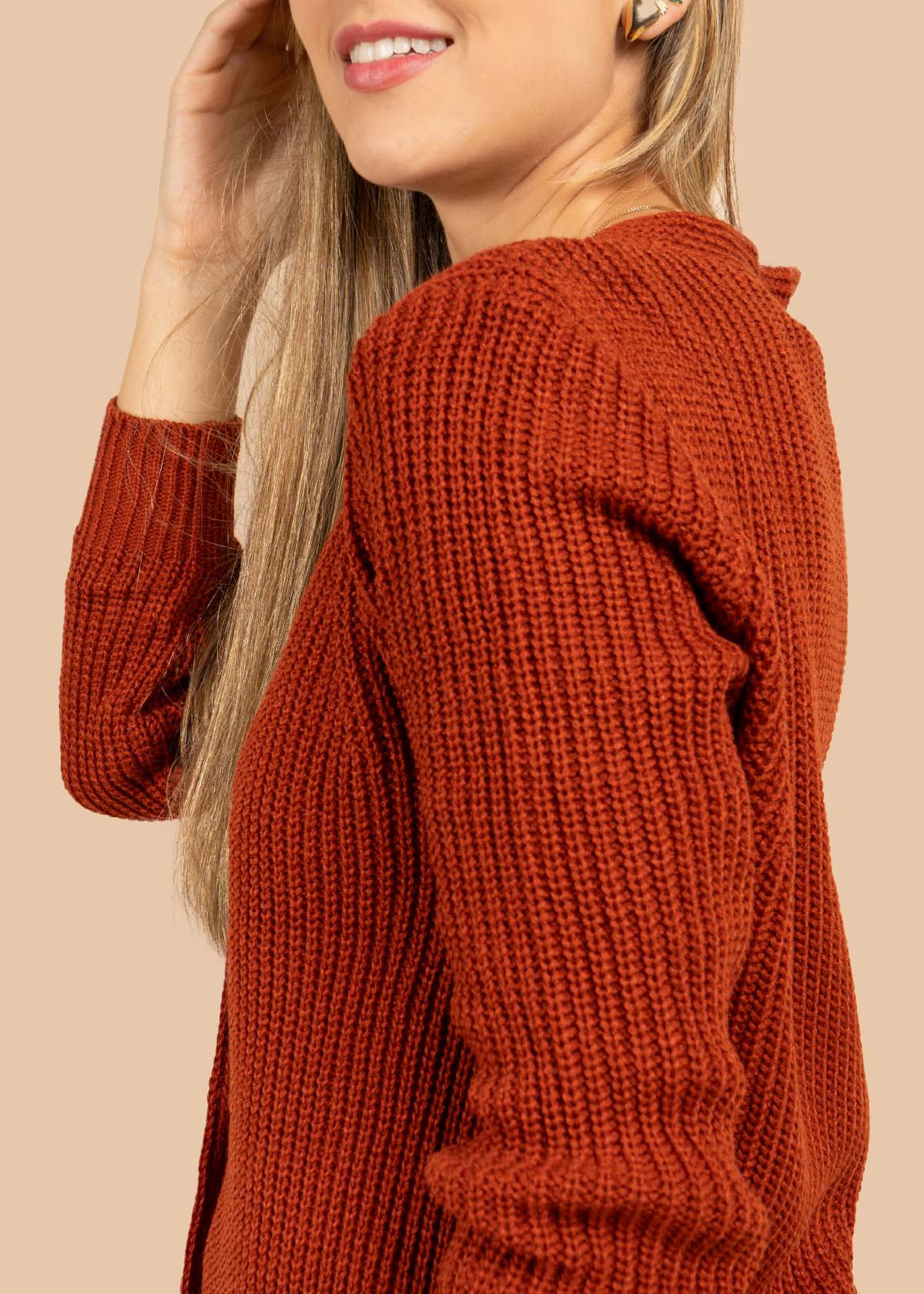 Saco tejido color terracota 105721