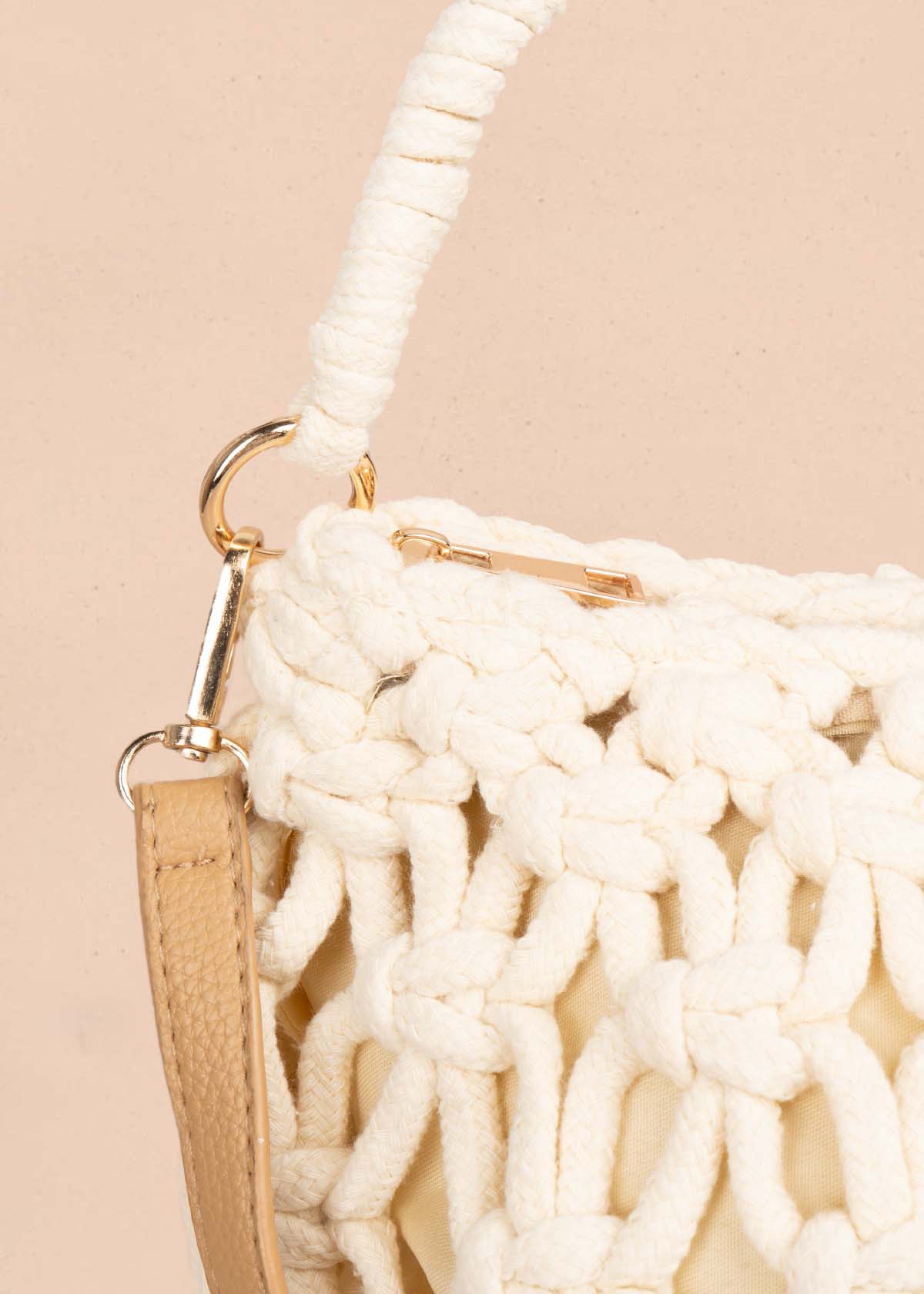 Bolso manos libres tejido color beige 105762