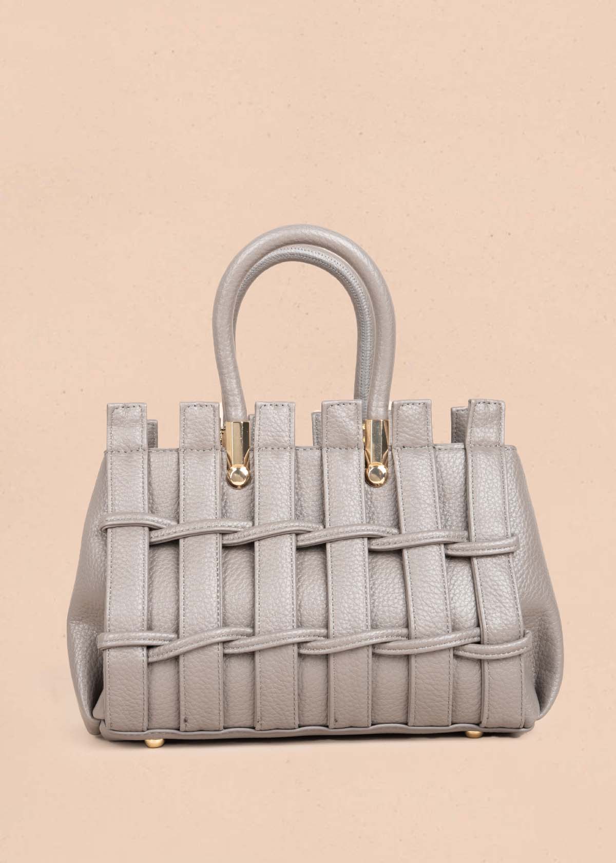 Bolso tipo cartera color gris con llavero 105763