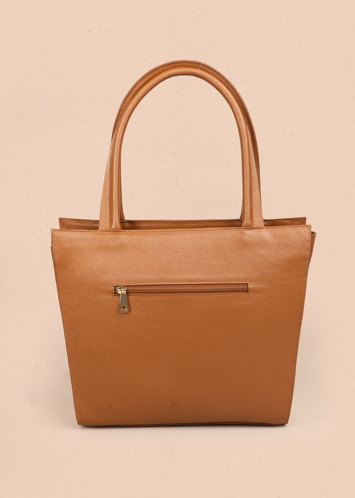 Bolso tipo shopping en cuero color miel con grabado trenzado 105783