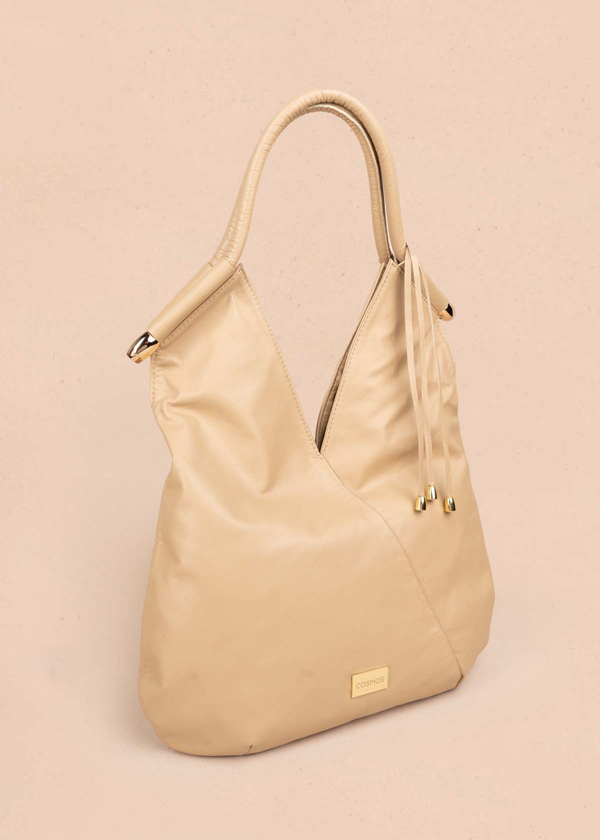 Bolso en cuero color camel tipo shopping 105786