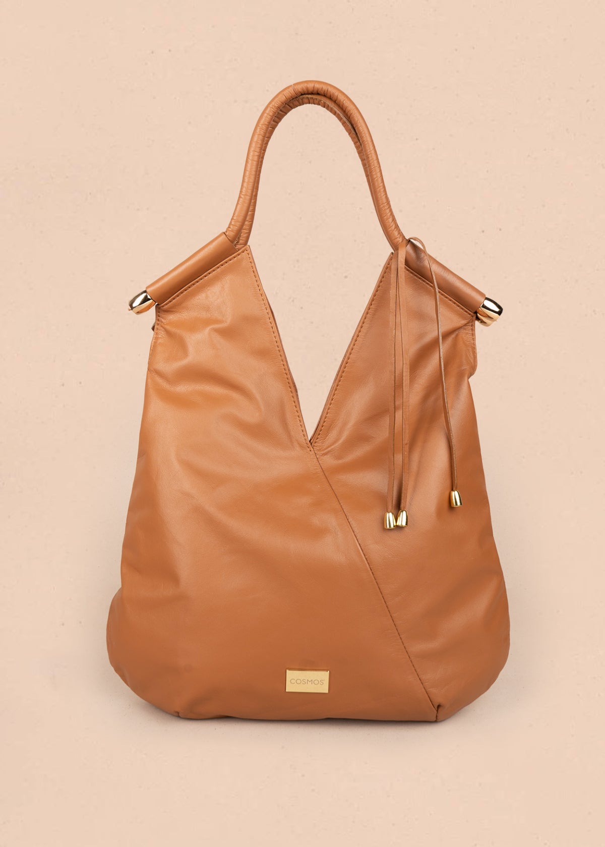 Bolso en cuero color miel tipo shopping 105786