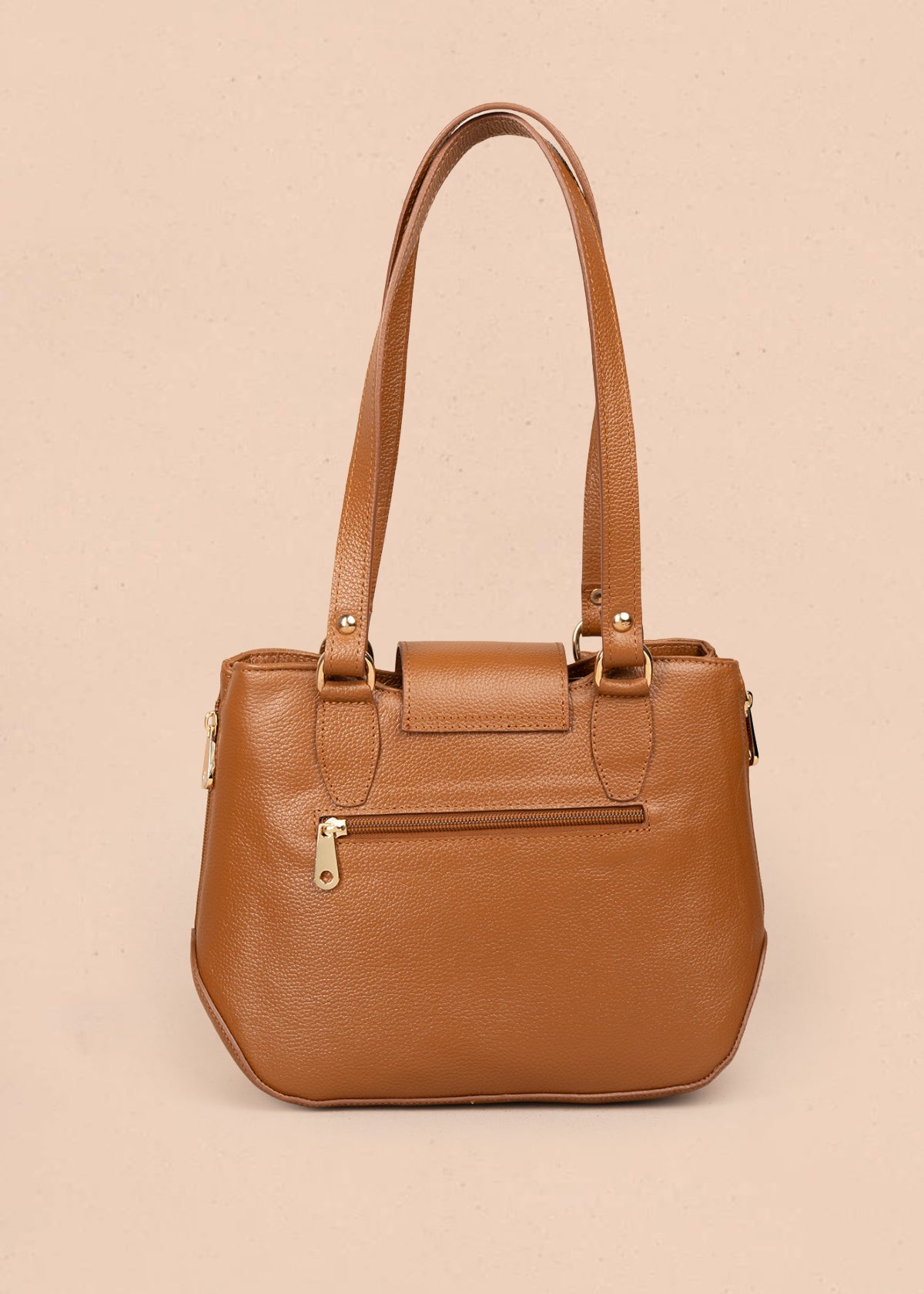 Bolso tipo cartera en cuero color miel texturizado 105788