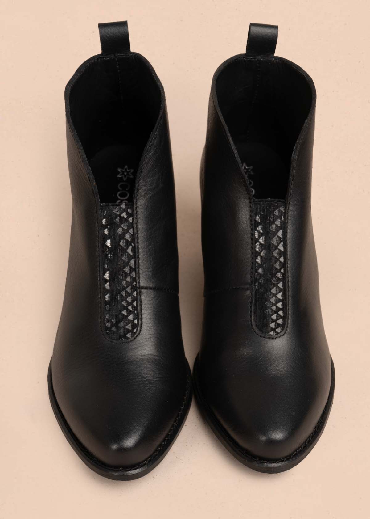 Botines en cuero color negro 105873