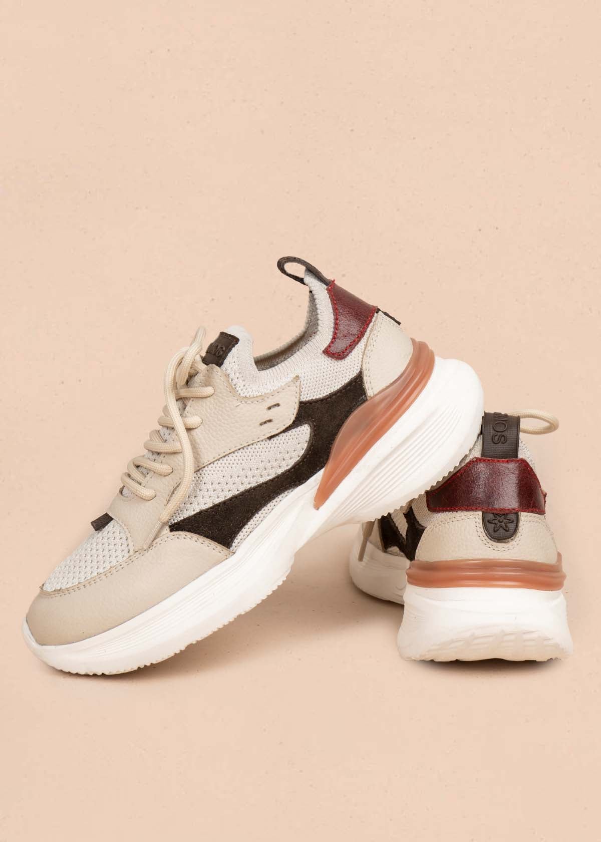 Deportivo en cuero color talco 105909