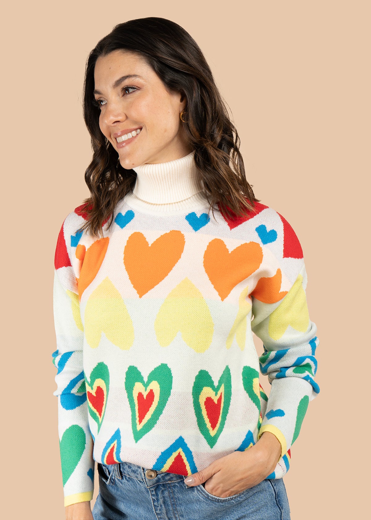 Buzo multicolor con corazones 106063