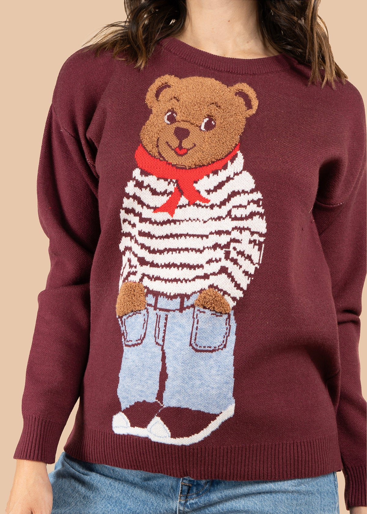 Buzo color uva con estampado de oso 106065