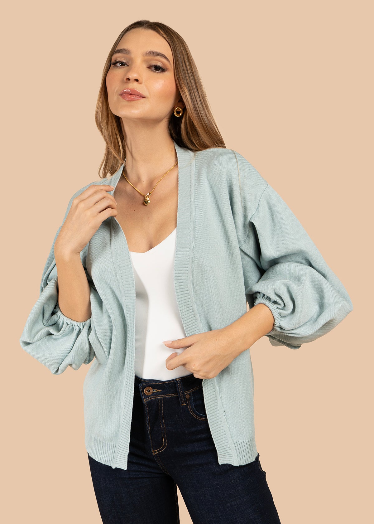 Saco color azul con mangas globo 106066