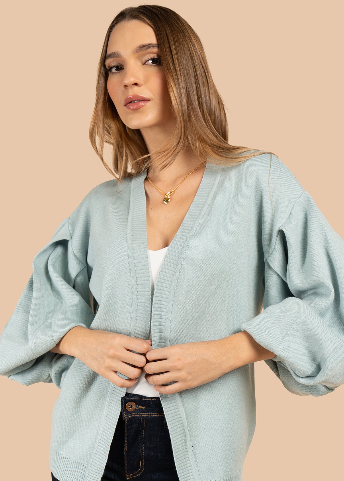 Saco color azul con mangas globo 106066