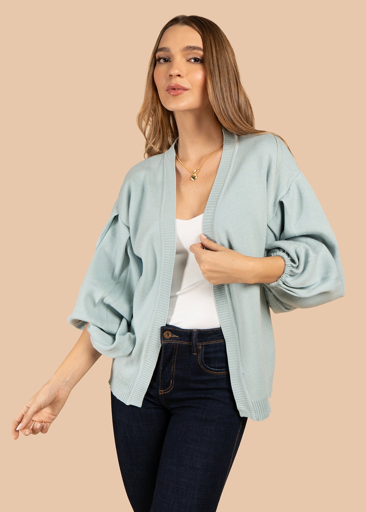 Saco color azul con mangas globo 106066