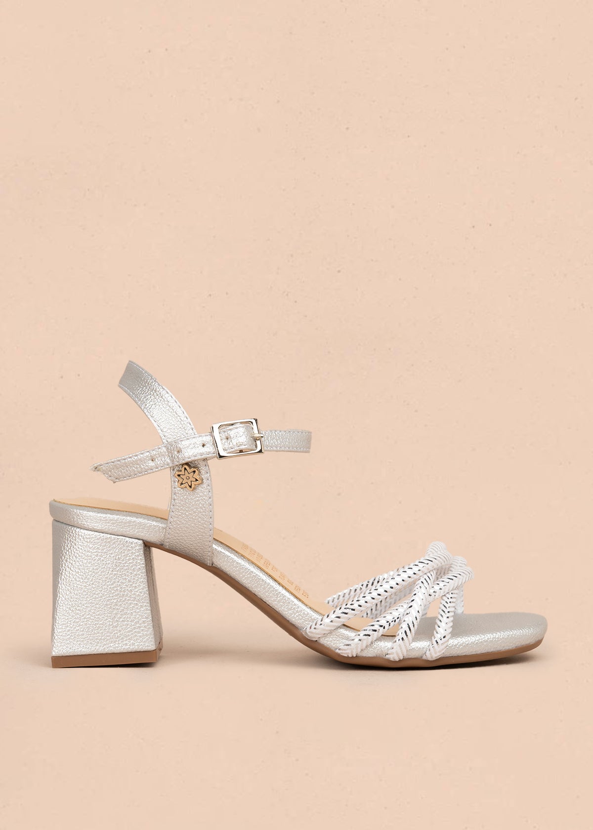 Sandalias de fiesta color plata con trenzado en el empeine 106093