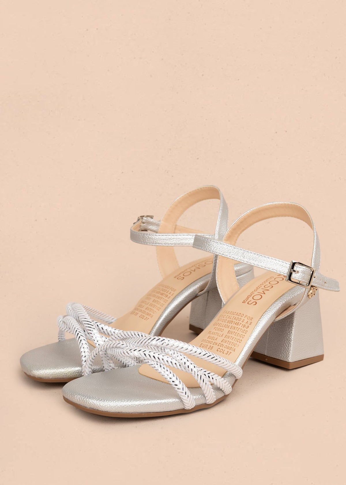 Sandalias de fiesta color plata con trenzado en el empeine 106093