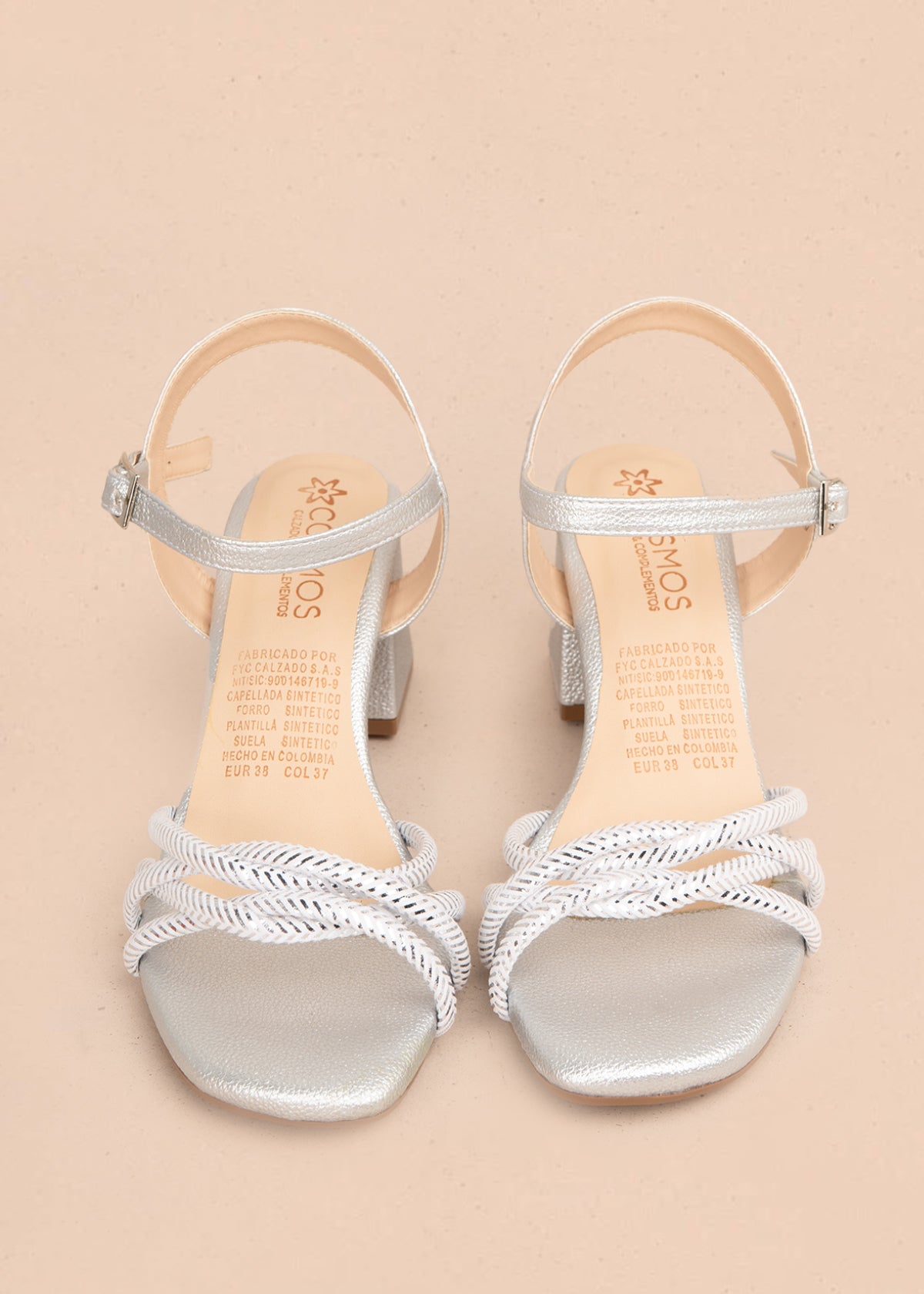 Sandalias de fiesta color plata con trenzado en el empeine 106093