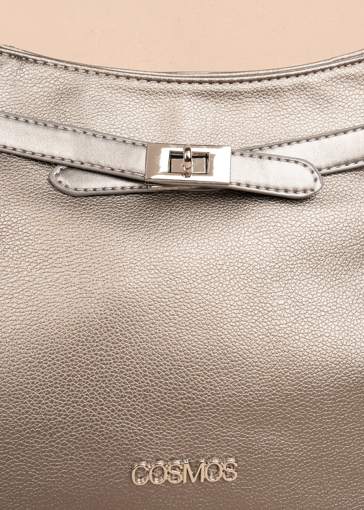 Bolso tipo shopping color plomo con correa frontal 106182